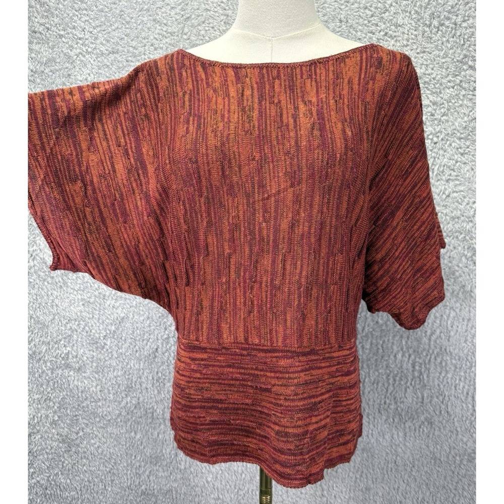 Vtg Two One Two 212 NY Petite M Brown Dolman Sleeve Sweater Top USA Short Slv
